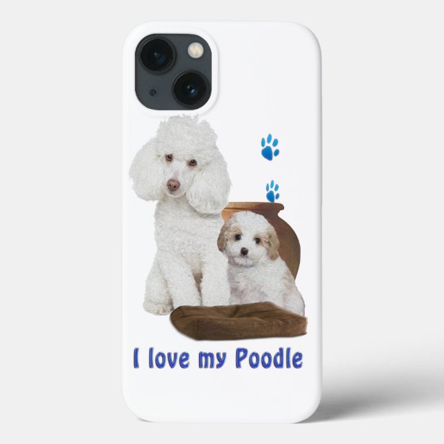 Coques Case-Mate iPhone J'aime mon caniche (Verso)
