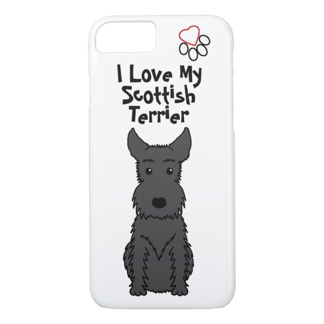 Coques Case-Mate iPhone J'aime mon cas de téléphone de Terrier d'écossais (Dos)