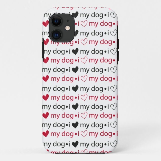 Coques Case-Mate iPhone J'aime mon chien avec les coeurs (Dos)