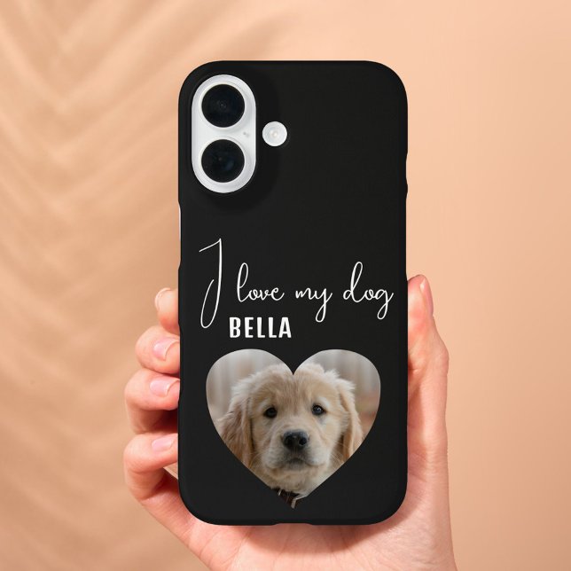 Coques Case-Mate iPhone J'aime mon chien Coeur Photo Nom de l'animal (Créateur téléchargé)