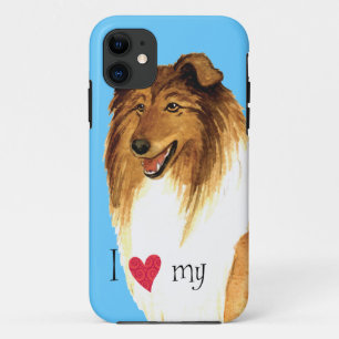 Coque iPhone 11 J'aime mon collie