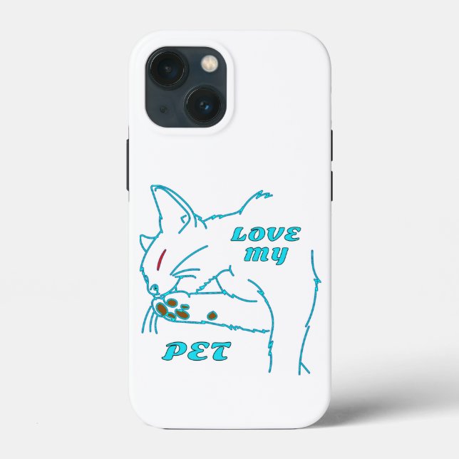 COQUES Case-Mate iPhone J'AIME MON CUTE AQUA PET CAT (Verso)