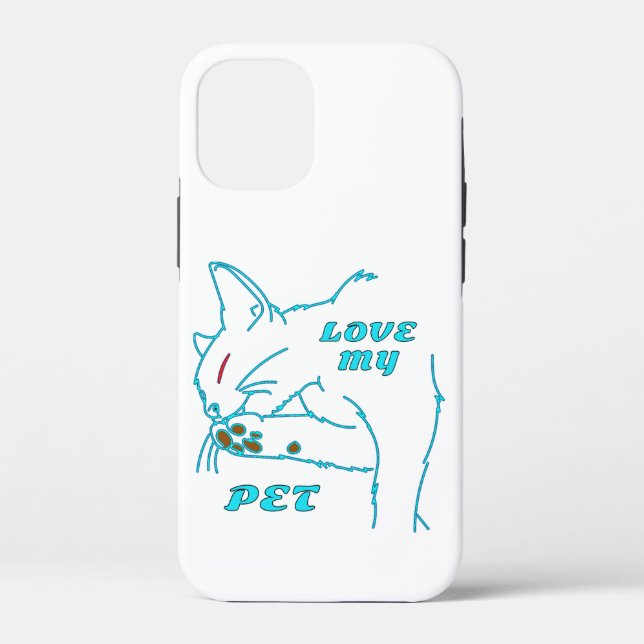 COQUES Case-Mate iPhone J'AIME MON CUTE AQUA PET CAT (Verso)