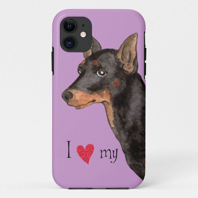 Coques Case-Mate iPhone J'aime mon jouet Manchester Terrier (Dos)