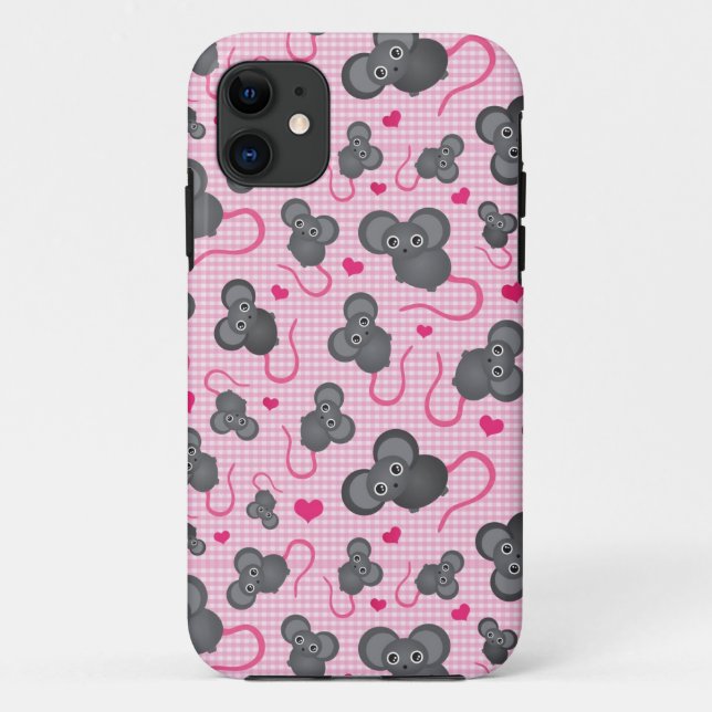 Coques Case-Mate iPhone J'aime mon motif de souris dans le rose (Dos)