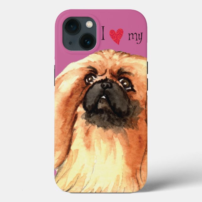 Coques Case-Mate iPhone J'aime mon Pekingese (Verso)