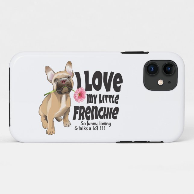 Coques Case-Mate iPhone J'aime mon petit Français - French bulldog (Dos (Horizontal))
