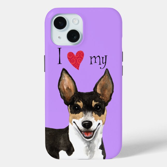 Coques Case-Mate iPhone J'aime mon Rat Terrier (Verso)