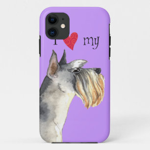 Coques Pour iPhone J'aime mon Schnauzer miniature