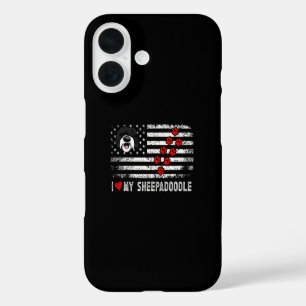 Coque Pour iPhone 16 J'aime mon Sheepadoodle Cadeau de propriétaire de 