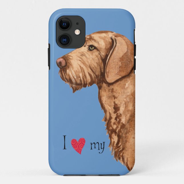Coques Case-Mate iPhone J'aime mon Vizsla à poils durs (Dos)