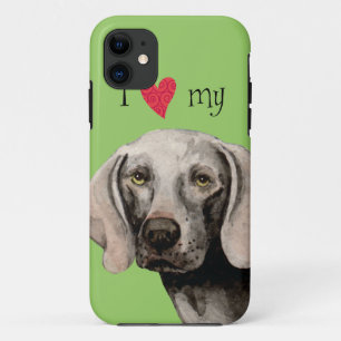 Coque iPhone 11 J'aime mon Weimaraner