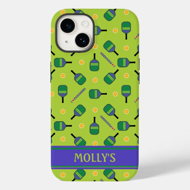 Coques Case-Mate iPhone J'aime Pickleball green Iphone 14 (Verso)