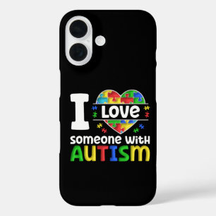 Coque Pour iPhone 16 J'aime quelqu'un avec l'autisme, Cadeau de sensibi