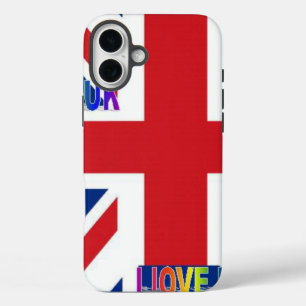 Coque Pour iPhone 16 Plus J'aime UK Impression d'art Nuage Moutonneux et U