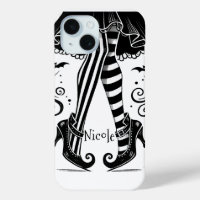 Jambes de Sorcière Noir et Blanc Fête d'Halloween 