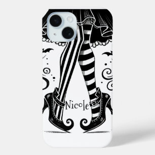 Coque Case-Mate iPhone Jambes de Sorcière Noir et Blanc Fête d'Halloween