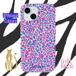 Coque Case-Mate iPhone Jameela Cheetah Leopard Poster de animal rose bleu