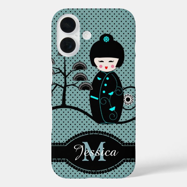 Coques Case-Mate iPhone Japanese Doll Polka Dot Personalised (Verso)