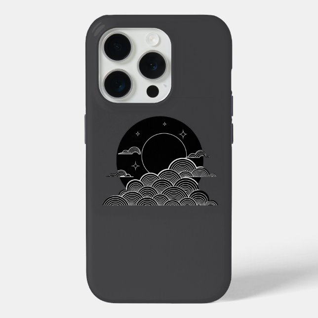 Coques Case-Mate iPhone Japanese Moon Wave Minimalist Black White iPhone C (Verso)