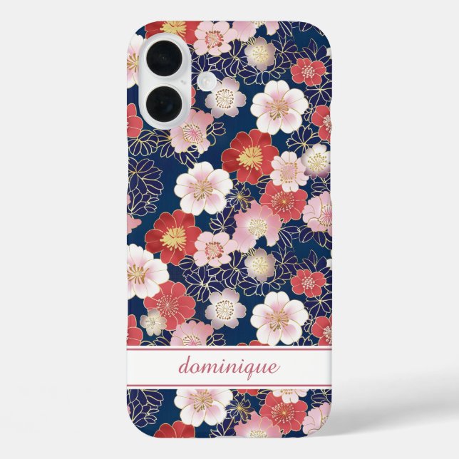 Coques Case-Mate iPhone Japanese Pink Floral Pattern Monogrammed (Verso)