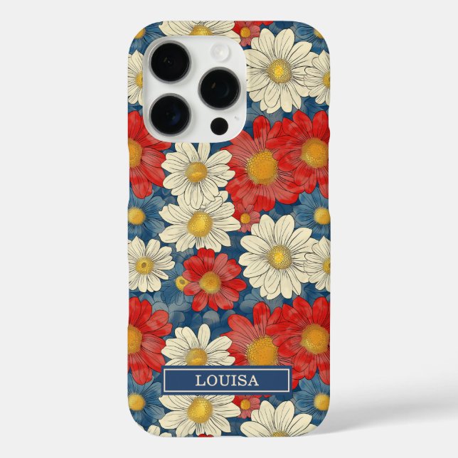 Coques Case-Mate iPhone Japanese Red Floral Pattern Monogrammed (Verso)