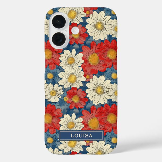 Coques Case-Mate iPhone Japanese Red Floral Pattern Monogrammed (Verso)