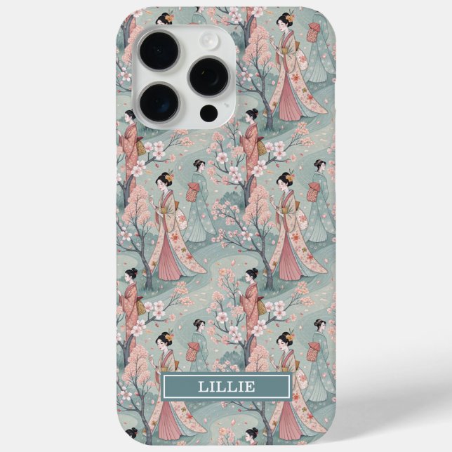 Coques Case-Mate iPhone Japanese Sakura Geisha Pattern Monogrammed Case- (Verso)