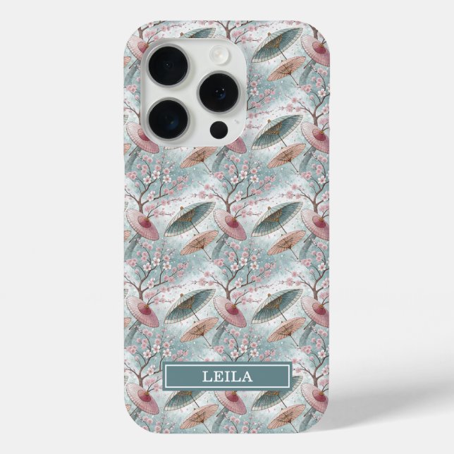 Coques Case-Mate iPhone Japanese Sakura Umbrella Pattern Monogrammed (Verso)