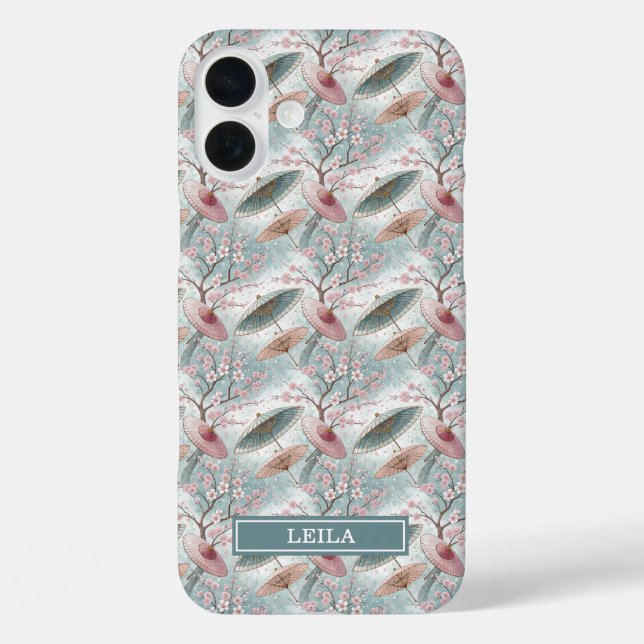 Coques Case-Mate iPhone Japanese Sakura Umbrella Pattern Monogrammed (Verso)