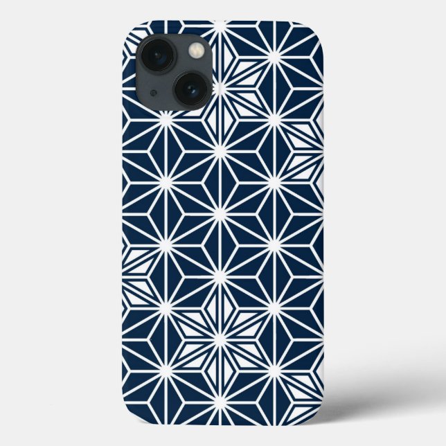 Coques Case-Mate iPhone Japonais Asanoha motif - bleu marine (Verso)