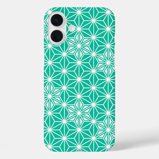 Coques Case-Mate iPhone Japonais Asanoha motif - bleu paon (Verso)