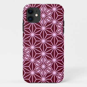 Coque iPhone 11 Japonais Asanoha motif - Bourgogne