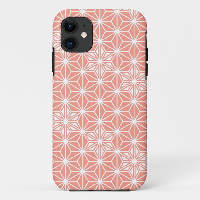 Coques Case-Mate iPhone Japonais Asanoha motif - corail rose (Dos)