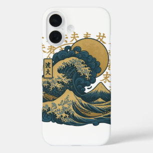 Coque Pour iPhone 16 Japonais esthétique ondes océaniques couverture ip