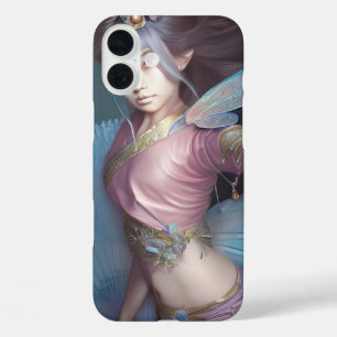 Coque Pour iPhone 16 Plus Japonais Fairy rose et bleu clair Imaginaire AI Ar