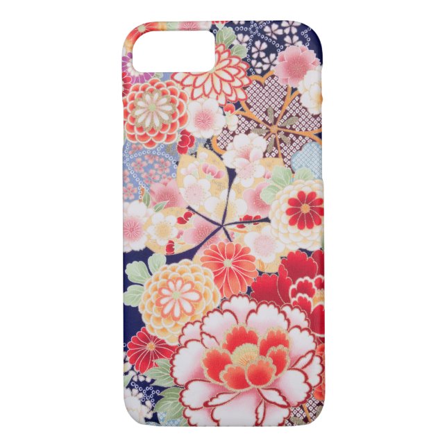 Coques Case-Mate iPhone Japonais KIMONO Textile, Fleur (Dos)