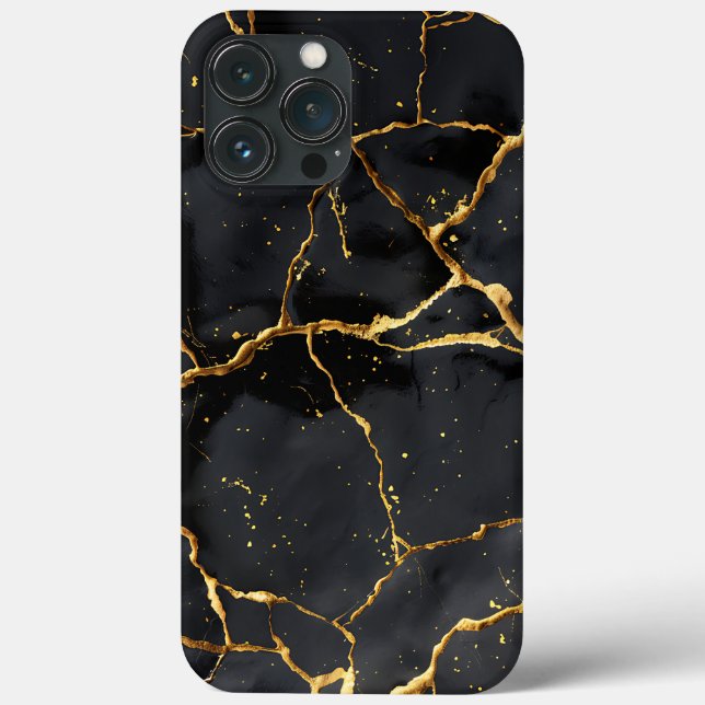 Coques Case-Mate iPhone Japonais Kintsugi Noir & Or (Verso)