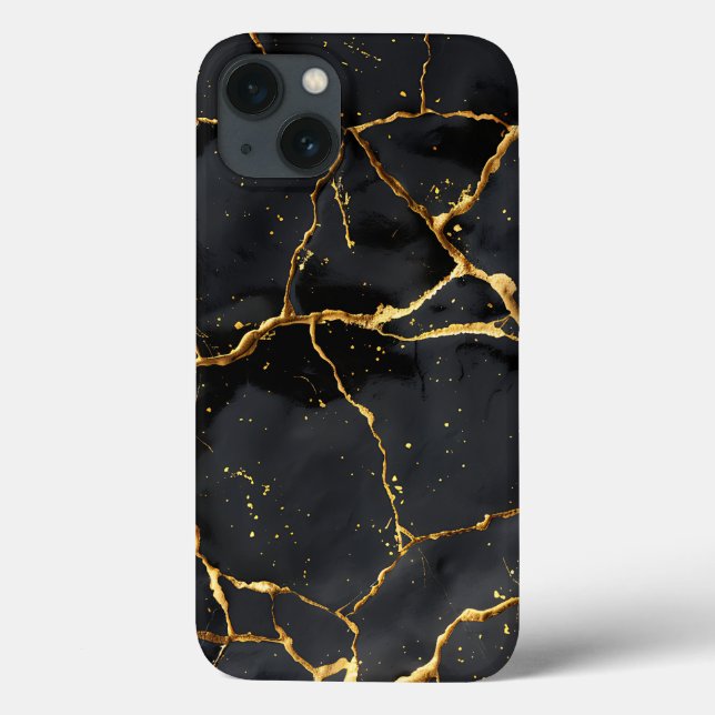 Coques Case-Mate iPhone Japonais Kintsugi Noir & Or (Verso)
