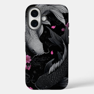 Coque Pour iPhone 16 Japonais Koi Fish mode foncé