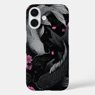 Coque Pour iPhone 16 Japonais Koi Fish mode foncé