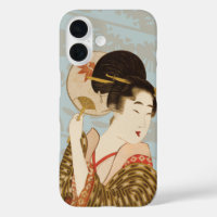 Japonaise vintage Geisha Girl en Kimono avec venti