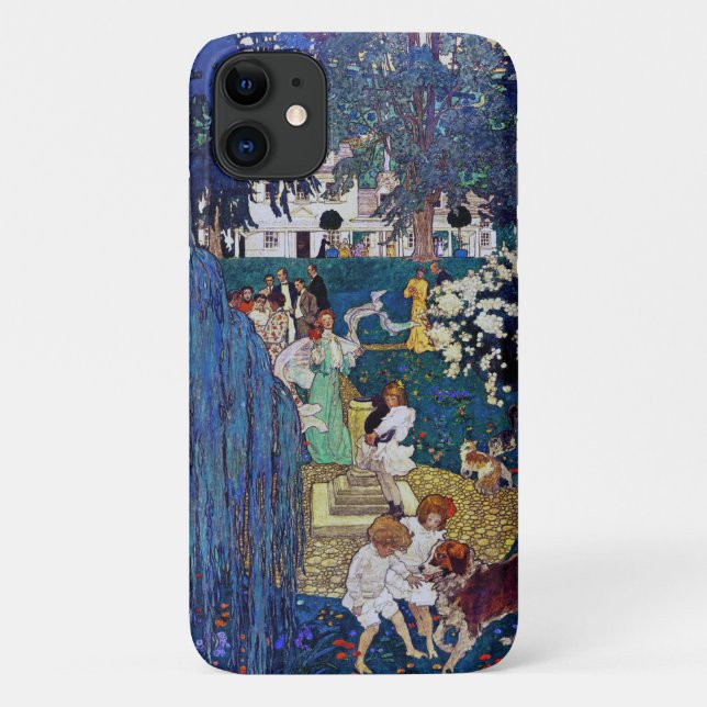 Coques Case-Mate iPhone Jardin avec chien et chat, Jessie Willcox Smith (Dos)