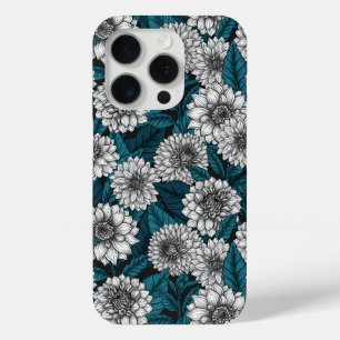 Coque Case-Mate iPhone Jardin blanc Dahlia / feuilles bleus 2