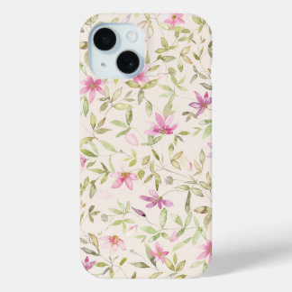 Coque Case-Mate iPhone Jardin Clematis aquarelle fleurie beige rose