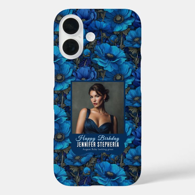 Coques Case-Mate iPhone Jardin de Anémones Bleues Surprise Anniversaire Te (Verso)
