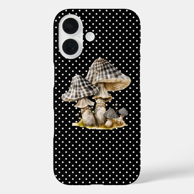 Coques Case-Mate iPhone Jardin de champignons à carreaux aquarelle (Verso)