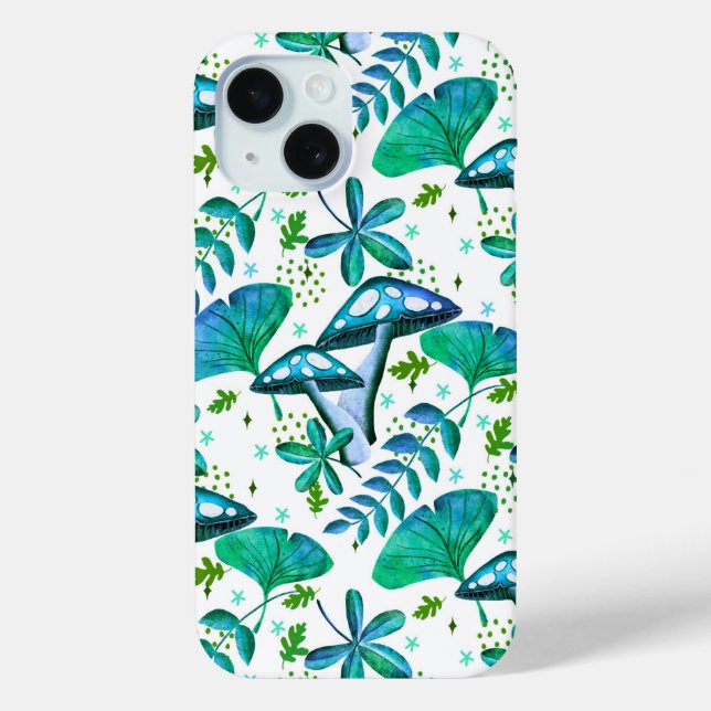 Coques Case-Mate iPhone Jardin de champignons bleu (Verso)
