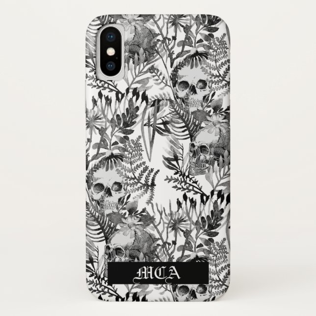 Coques Case-Mate iPhone Jardin de crâne d'aquarelle (Dos)