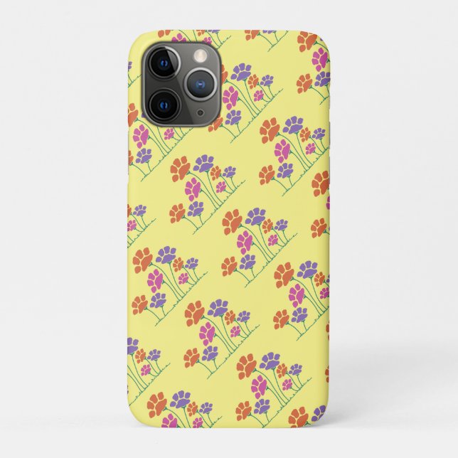 Coques Case-Mate iPhone Jardin de fleurs à empreintes de pattes (Dos)